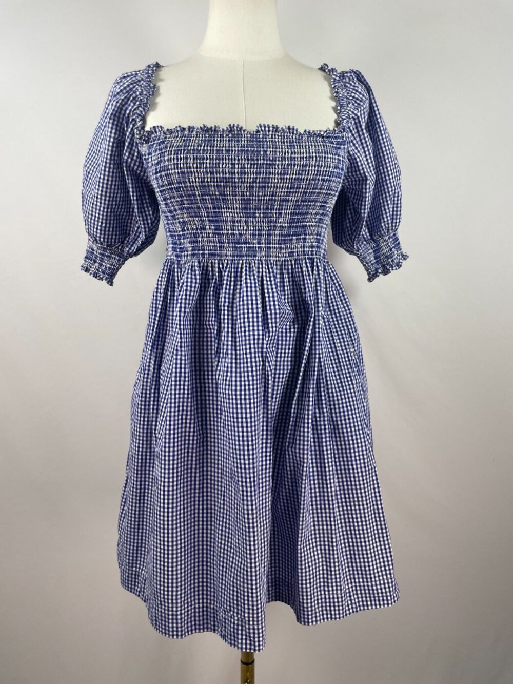 Hill House Home Athena Lmtd Edition Nantucket Blue Gingham Mini Nap Dress Small